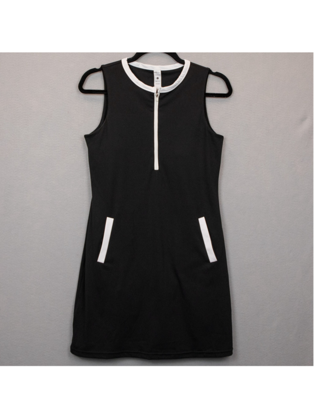 Gold Hinge black half zip pocket athletic mini dress-M